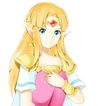  a_link_between_worlds blonde_hair blue_eyes bracer circlet earrings highres jewelry long_hair pointy_ears princess_zelda smile the_legend_of_zelda upper_body 