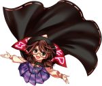  1girl brown_eyes brown_hair cape glasses harukawa_moe hat long_sleeves looking_at_viewer looking_up official_art open_mouth plaid plaid_shirt plaid_skirt shirt short_hair skirt solo touhou twintails urban_legend_in_limbo usami_sumireko 