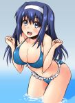  1girl bikini blue_bikini blue_eyes blue_hair breasts cleavage female futaba_aoi_(vividred_operation) hairband long_hair shinshin solo swimsuit vividred_operation 