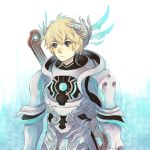  1boy armor blonde_hair blue_eyes circlet kutta monado shulk solo sword weapon xenoblade 