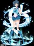  bishoujo_senshi_sailor_moon blue_eyes blue_hair blush choker fire gloves magical_girl mizuno_ami sailor_mercury seifuku short_hair 
