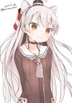  1girl amatsukaze_(kantai_collection) hair_tubes highres kantai_collection long_hair muku_(muku-coffee) silver_hair smile solo two_side_up windsock 