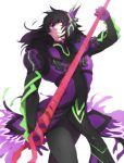  1boy armor black_hair gaius_(tales) piko_(pixiv_24613) polearm red_eyes solo spear tales_of_(series) tales_of_xillia weapon 