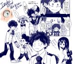  asui_tsuyu boku_no_hero_academia carrying comic midoriya_izuku minoru_mineta monochrome princess_carry running school_uniform short_hair silverstar017 todoroki_shouto translation_request uraraka_ochako 