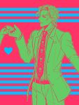  formal heart holding_hand jojo_no_kimyou_na_bouken kira_yoshikage limited_palette nail_polish necktie striped striped_background suit ty_1865 