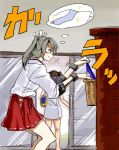  2girls caught clothes_theft comic gmgt_(gggggg3) hair_ribbon japanese_clothes kaga_(kantai_collection) kantai_collection long_hair multiple_girls ribbon theft towel translation_request twintails zuikaku_(kantai_collection) 