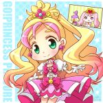  blonde_hair blue_eys blush chibi cure_flower gloves go!_princess_precure haruno_haruka long_hair magical_girl odango 