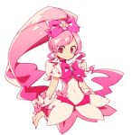  1girl anpolly bow cure_blossom hair_bow hanasaki_tsubomi heartcatch_precure! long_hair magical_girl pink_eyes pink_hair precure simple_background smile solo very_long_hair white_background 