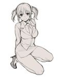  1girl akanagi breasts idolmaster idolmaster_cinderella_girls monochrome smile solo totoki_airi twintails 