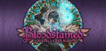  1girl black_hair bloodstained:_ritual_of_the_night blue_eyes brown_hair detached_sleeves hair_ornament highres looking_at_viewer miriam_(bloodstained) multicolored_hair official_art pale_skin short_hair solo stained_glass title 