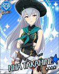  blush character_name dress grey_eyes grey_hair hat idolmaster idolmaster_cinderella_girls long_hair stars takamine_noa 