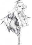  1girl bat_wings book_stack carrying greyscale head_wings highres koakuma long_hair looking_at_viewer monochrome one_leg_raised open_mouth pointy_ears sketch solo touhou wings 
