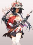  1girl black_hair breasts cleavage long_hair original solo sword thigh-highs toridamono weapon 