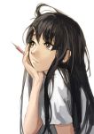  1girl absurdres black_hair brown_hair chin_rest hair_ornament hairclip highres long_hair mechanical_pencil messy_hair original pencil pine_(yellowpine112) sketch solo 