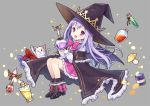  1girl cat hat long_hair mauve pio_(potion_maker) pointy_ears potion_maker purple_hair solo violet_eyes wings 