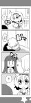  2girls 4koma :d alice_margatroid comic commentary_request hair_ornament hairband hairclip highres houraisan_kaguya long_hair long_sleeves monochrome multiple_girls open_mouth short_hair smile sweat touhou translation_request yuuki._(limit) |_| 