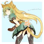  1girl animal_ears archer_of_red blonde_hair braid cat_ears cat_tail fate/apocrypha fate_(series) gloves green_eyes green_hair long_hair multicolored_hair solo tail tamaki_(glass_bottle) two-tone_hair 