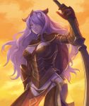  breasts camilla_(fire_emblem_if) cleavage fire_emblem fire_emblem_if gauntlets hair_over_one_eye long_hair purple_hair 
