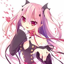  blush dress krul_tepes long_hair owari_no_seraph pink_eyes pink_hair scary 