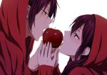  1boy 1girl apple brother_and_sister eating food free! fruit hoodie long_hair matsuoka_gou matsuoka_rin red_eyes redhead rito453 shared_food short_hair siblings 