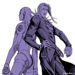  2boys jojo_no_kimyou_na_bouken kuren leone_abbachio monochrome moody_blues_(stand) multiple_boys stand_(jojo) 