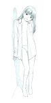  1girl dress_shirt long_hair monochrome original shirt sketch socks solo traditional_media yoshitomi_akihito 