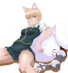  1girl absurdres animal_ears blonde_hair brown_eyes cat_ears highres kuraishi_tanpopo solo thighs witch_craft_works 