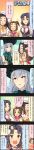  4girls 5koma black_hair blue_hair brown_hair character_name colored comic ebihara_naho grey_hair hair_ornament highres idolmaster idolmaster_cinderella_girls long_hair long_image mizuno_midori multiple_girls official_art ponytail red_eyes short_hair side_ponytail takamine_noa tall_image violet_eyes yanase_miyuki yellow_eyes 