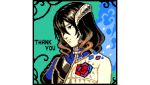  1girl black_hair bloodstained:_ritual_of_the_night brown_hair gradient_hair hair_between_eyes hair_ornament miriam_(bloodstained) multicolored_hair natsume_yuji official_art pale_skin pixel_art short_hair smile solo stained_glass 