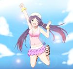  beach bikini green_eyes long_hair love_live!_school_idol_project low_twintails skirt toujou_nozomi twintails violet_hair wink 