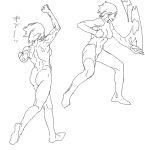  anatomy breasts chop collage k3_(toobad) monochrome muscle nude original short_hair simple_background sketch uppercut white_background 