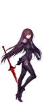  1girl artist_request breasts fate/grand_order fate_(series) gae_bolg lancer_(fate/grand_order) long_hair official_art polearm purple_hair red_eyes solo spear weapon 