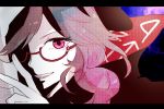  1girl brown_eyes brown_hair face glasses looking_at_viewer open_mouth shaded_face shadow solo sooru0720 touhou usami_sumireko 