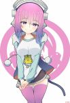  1girl blush breasts headphones large_breasts long_hair looking_at_viewer nitroplus pink_eyes pink_hair pom_pom_(clothes) skindentation smile solo super_sonico thigh-highs 