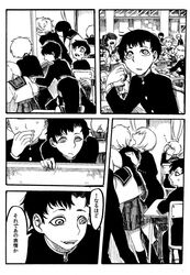  adasino_ainu comic gakuran long_hair monochrome original school_uniform serafuku short_hair translated 