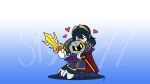  1boy 1girl blue_hair fire_emblem fire_emblem:_kakusei heart hug kirby_(series) lucina mask meta_knight super_smash_bros. sword weapon 