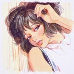  1girl brown_eyes brown_hair ilya_kuvshinov short_hair solo 