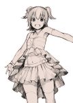  1girl akagi_miria akanagi idolmaster idolmaster_cinderella_girls monochrome open_mouth pikapikapop short_hair smile solo twintails two_side_up 