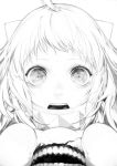  1girl face horns kantai_collection kodama_(wa-ka-me) long_hair looking_at_viewer monochrome northern_ocean_hime open_mouth shinkaisei-kan solo 