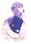  aikatsu! blush hikami_sumire long_hair purple_eyes seifuku skirt violet_hair 