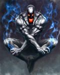  1boy anti-venom fangs highres marvel muscle red_eyes symbiote 