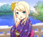  blonde_hair blue_eyes chloe_lemaire girlfriend_(kari) japanese_clothes kimono proxy_(artist) snow 