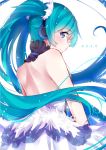  1girl absurdres aqua_hair bare_shoulders blue_eyes hatsune_miku highres long_hair looking_at_viewer solo twintails very_long_hair vocaloid yuzas 