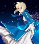  1girl absurdres ahoge blonde_hair dress fate/stay_night fate_(series) green_eyes highres nail_polish recentia saber solo 