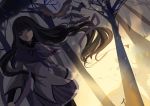  akemi_homura black_hair jie_cao long_hair magical_girl mahou_shoujo_madoka_magica pantyhose ribbon skirt tori tree violet_eyes 