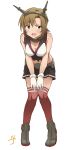  1girl breasts brown_hair cleavage cosplay gloves green_eyes idolmaster idolmaster_cinderella_girls kantai_collection midriff mutsu_(kantai_collection) mutsu_(kantai_collection)_(cosplay) navel open_mouth shift_(0808) short_hair skirt smile solo tada_riina 