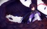  16:10_aspect_ratio akemi_homura black_hair crying feathers high_resolution long_hair magical_girl mahou_shoujo_madoka_magica ribbon sawa_(sawano_yuushi) wings 