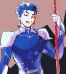  1boy blue_hair fate/stay_night fate_(series) gae_bolg lancer polearm ponytail red_eyes solo spear sujin weapon 