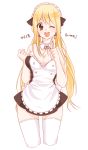  blonde blush brown_eyes cowboy_shot fairy_tail happy headdress jewelry long_hair lucy_heartfilia magnolia maid one_eye_closed thigh-highs twintails wink 