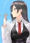  black_hair cigarette hiratsuka_shizuka isshiki_(ffmania7) labcoat long_hair necktie vest yahari_ore_no_seishun_lovecome_wa_machigatteiru. 